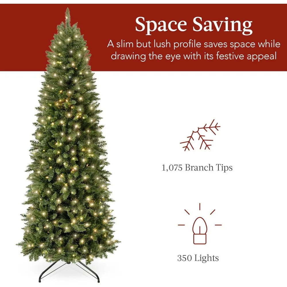 9' Pre-Lit Skinny Christmas Tree